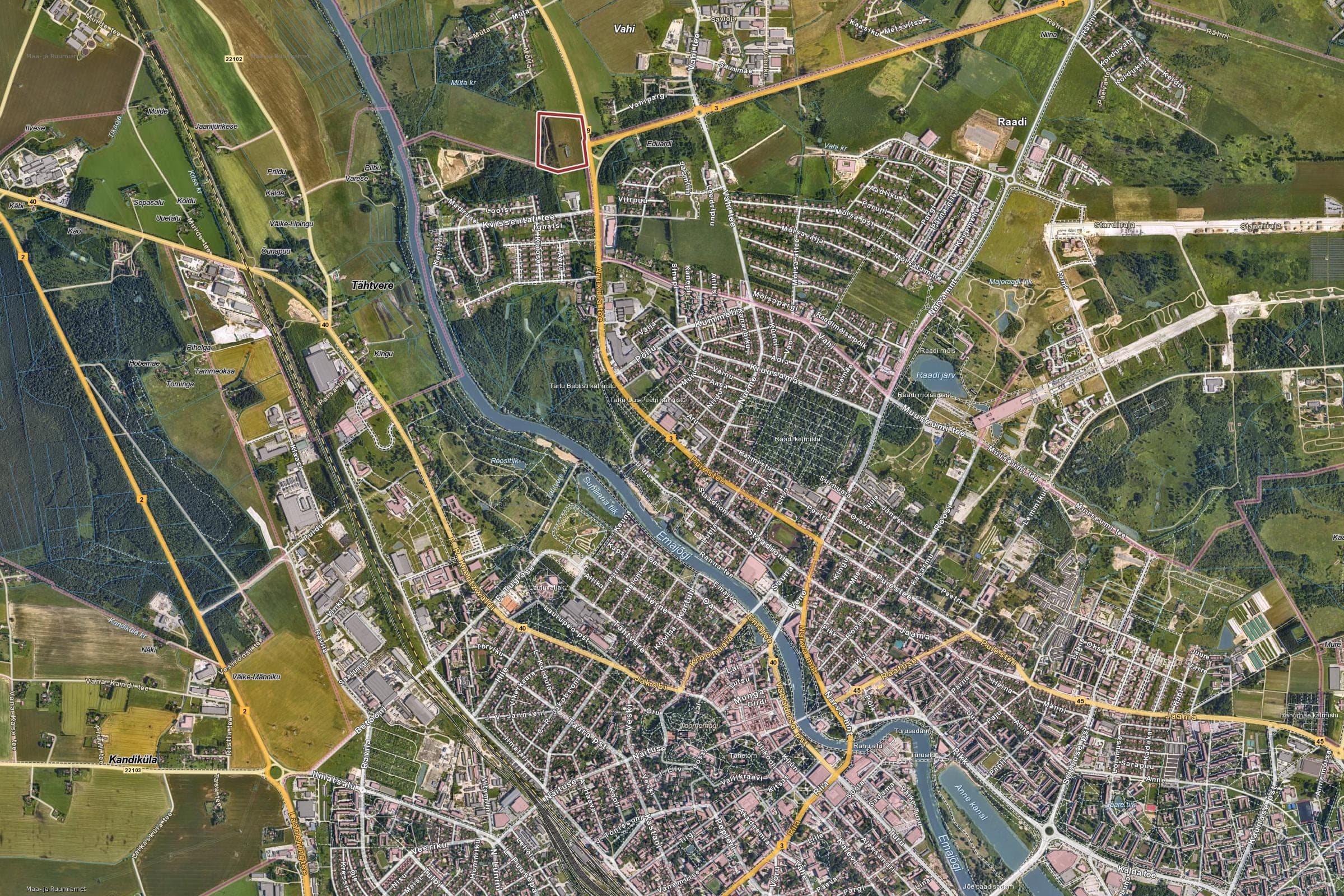 Tartu linn ja Vahi linnulennult